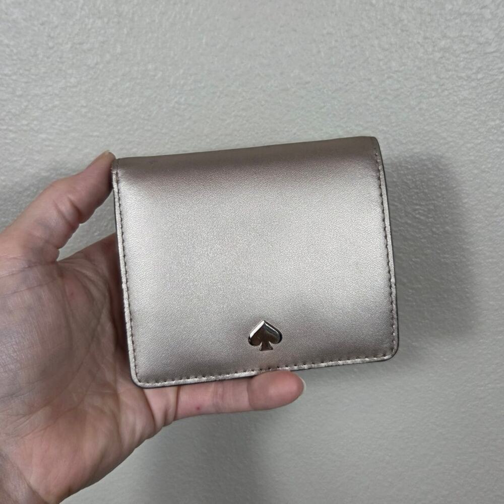 Kate Spade Nadine Metallic Blush Rose Gold Bifold Wallet